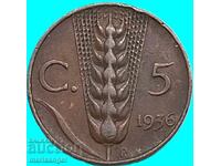 5 centesimi 1936 Ιταλία Βίκτωρ Εμμανουήλ - σπάνια χρονολογία