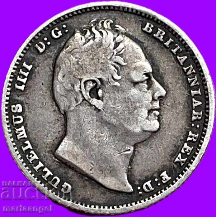 6 pence 1837 Marea Britanie William al IV-lea argint