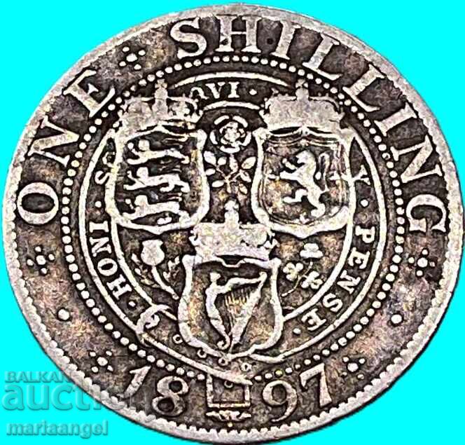 1 șiling 1897 Marea Britanie Victoria argint - 5