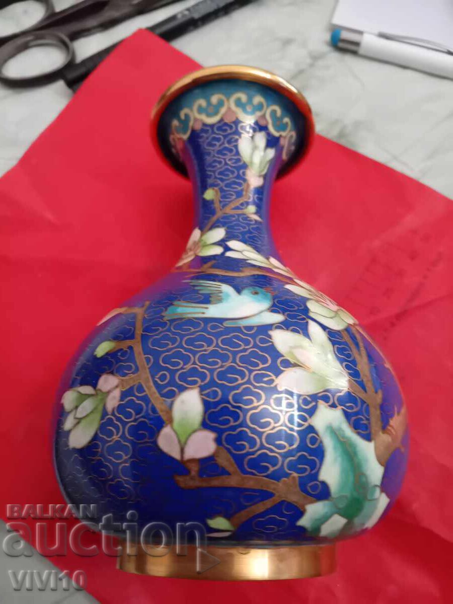 Livrarea Vază veche, cloisonné, placată cu aur, email