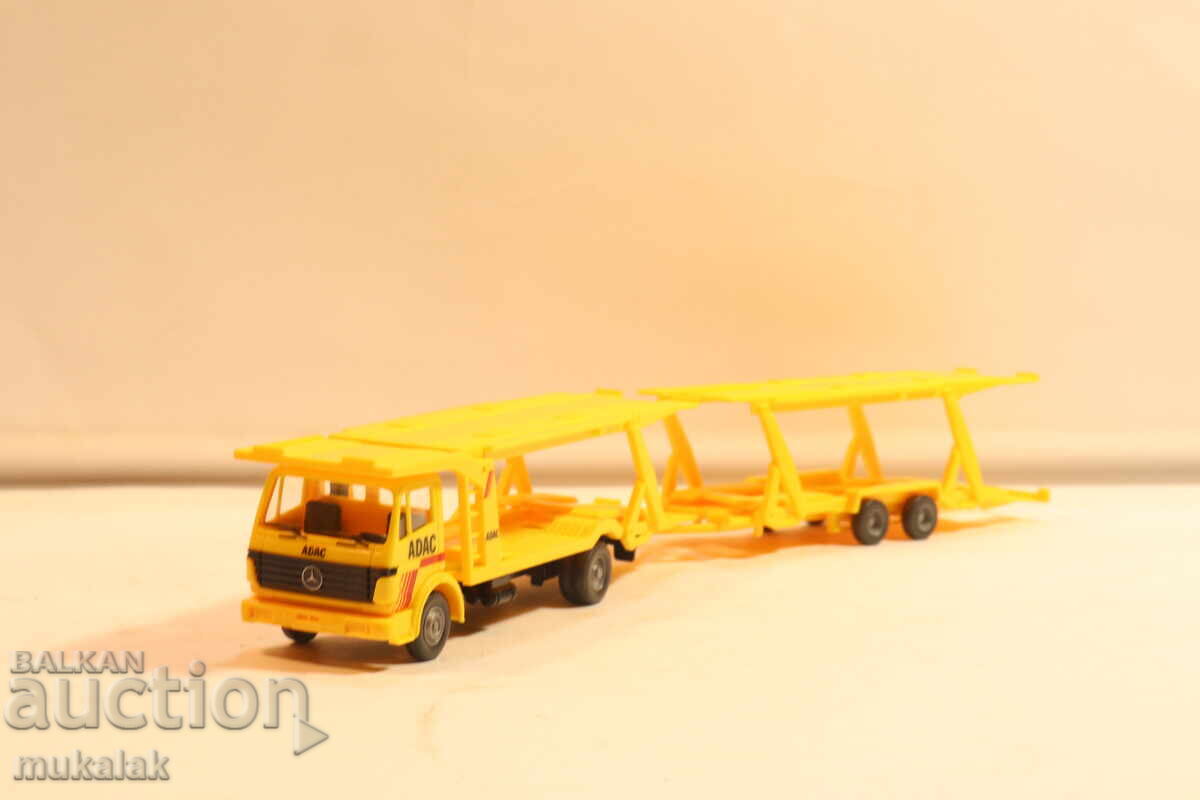Licitație WIKING H0 1/87 MERCEDES ADAC CAMION TRANSPORT AUTO MODEL MINIATURĂ