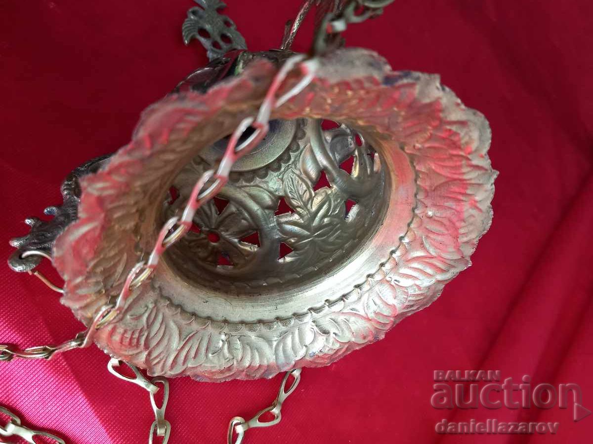 Candelă bisericească din alamă aurită, vultur bicefal - 6