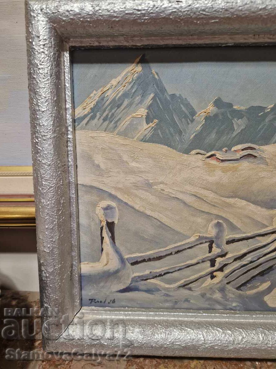 Стара страхотна картина авторска масло върху платно - 6