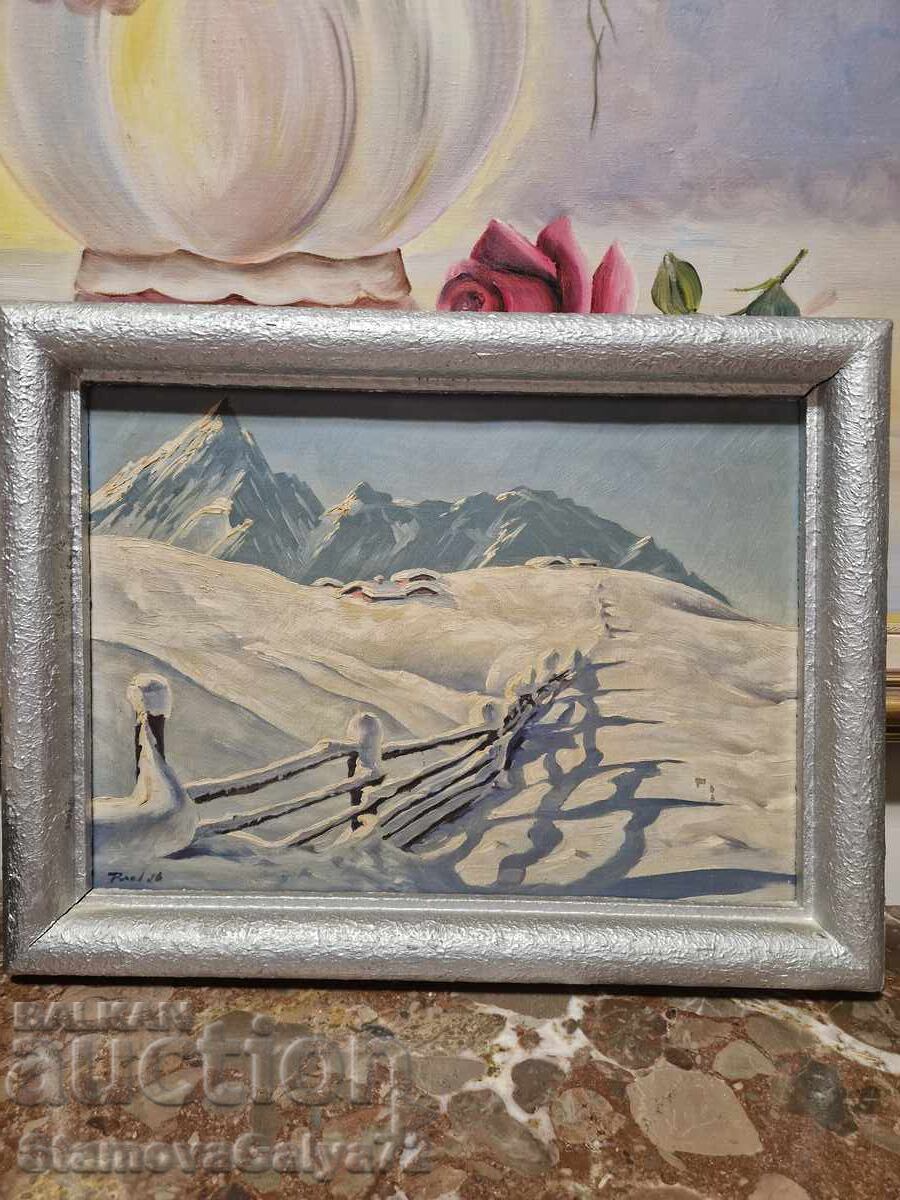 Стара страхотна картина авторска масло върху платно