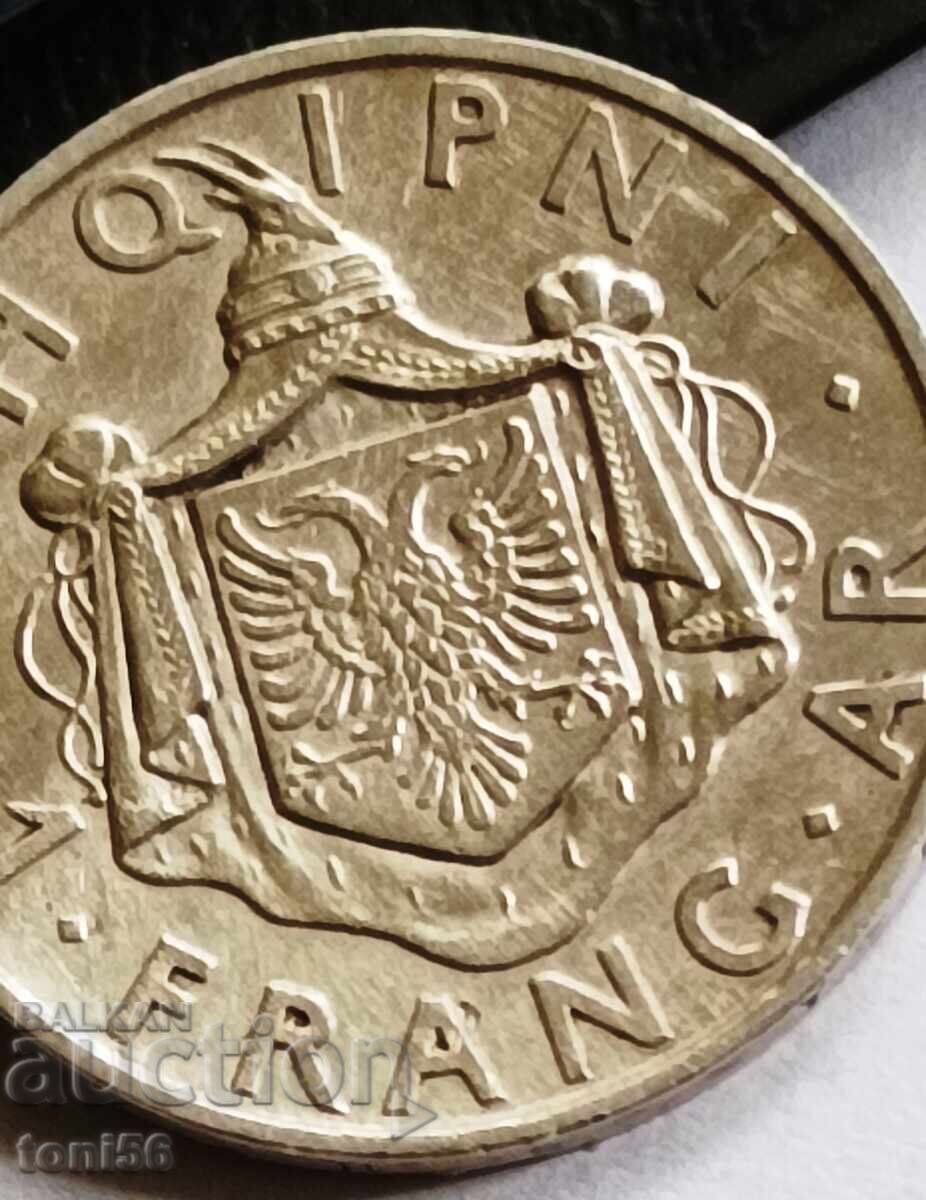 Δημοπρασία Αλβανία 1 φράγκο ασήμι 1937 UNC