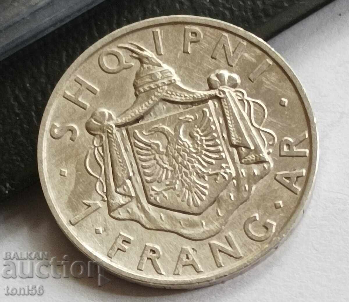 Παράδοση Αλβανία 1 φράγκο ασήμι 1937 UNC