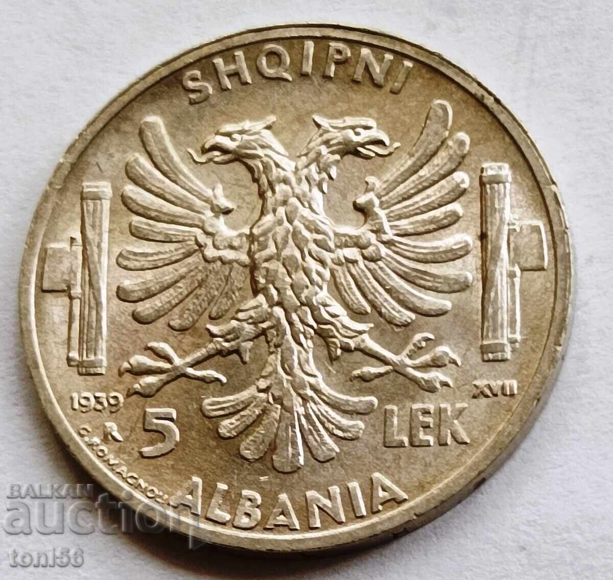 Delivery of Albania 5 Leke 1939 UNC