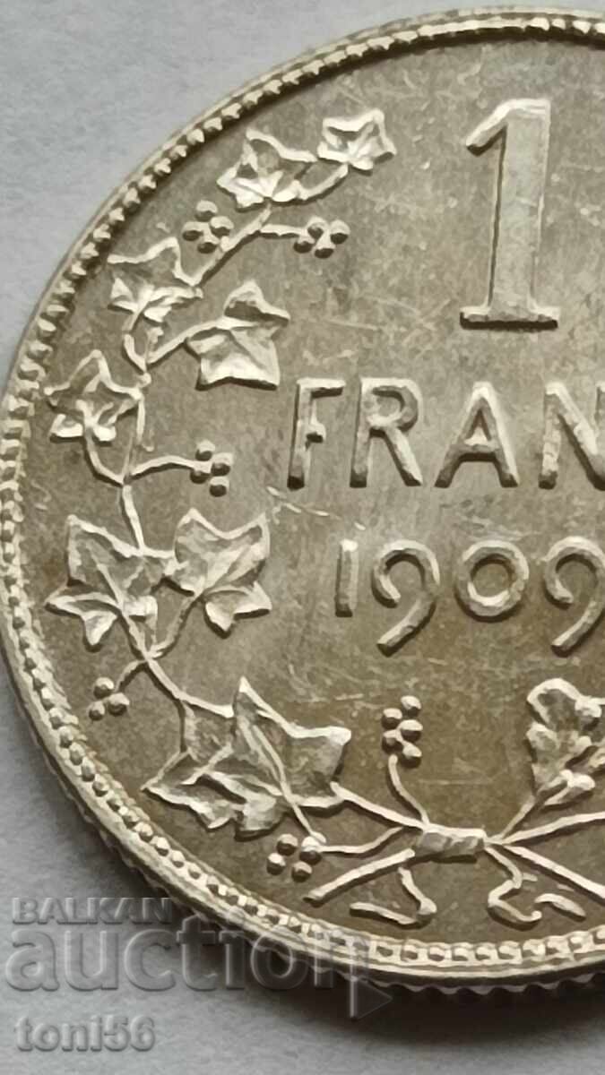 Auction  Belgium 1 Franc 1909 UNC - Leopold II