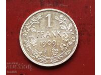 Belgium 1 Franc 1909 UNC - Leopold II