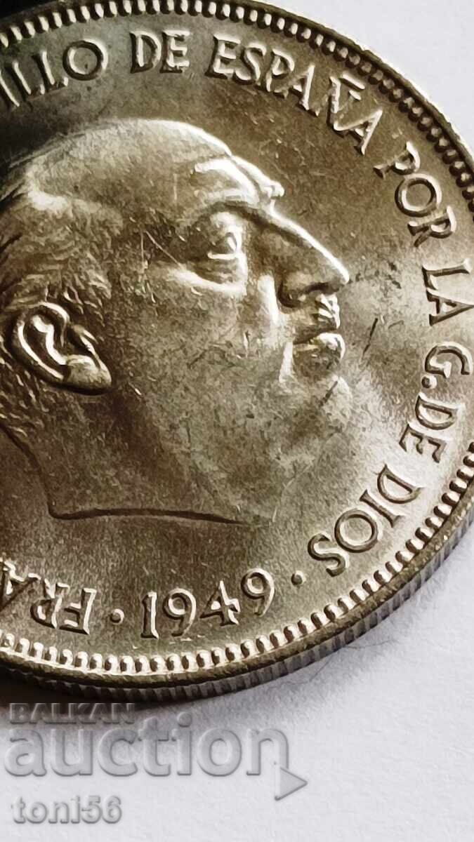 Licitație Spania 5 pesetas 1949/50 UNC - Franco