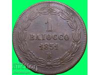 1 baioc 1851 Vatican Grigore al XVI-lea bronz