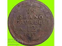 1 grano 12 cavalli (cai) 1792 Italia Napoli mare mare de cupru