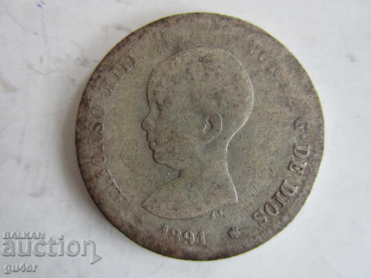 ❌Spania/1 pesetă 1891/argint 0.835/ORIGINAL❌