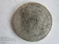 ❌Spania/1 pesetă 1901/argint 0.835/ORIGINAL❌