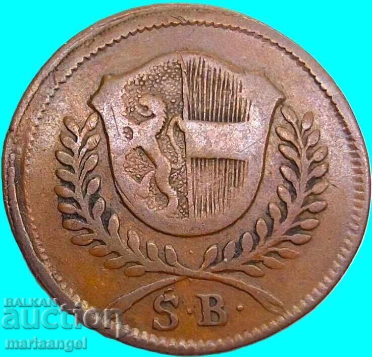 Auction  1 Kreuzer 1800 Austria Salzburg 5.52g 24mm copper