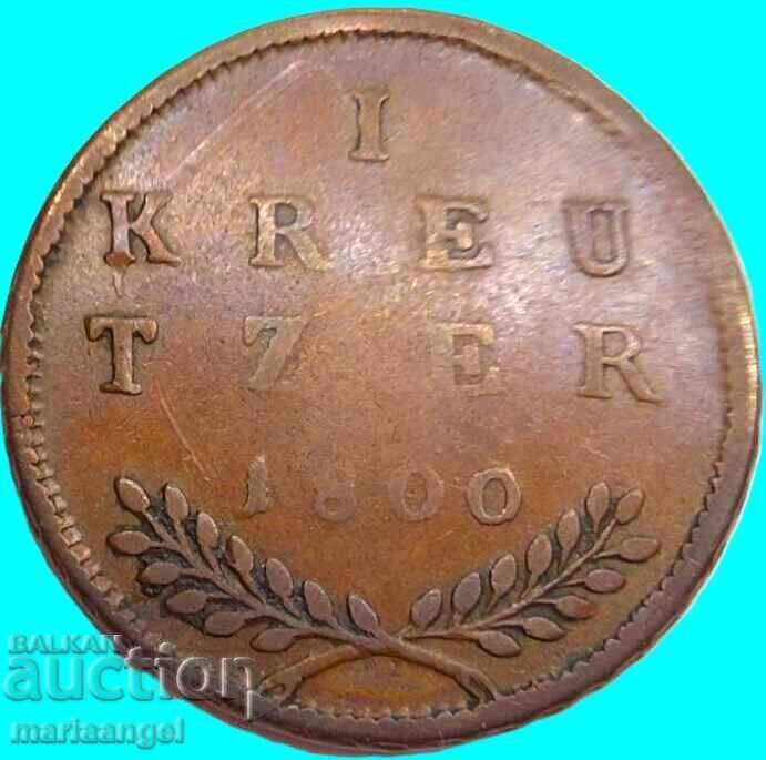 1 Kreuzer 1800 Austria Salzburg 5.52g 24mm copper - 6