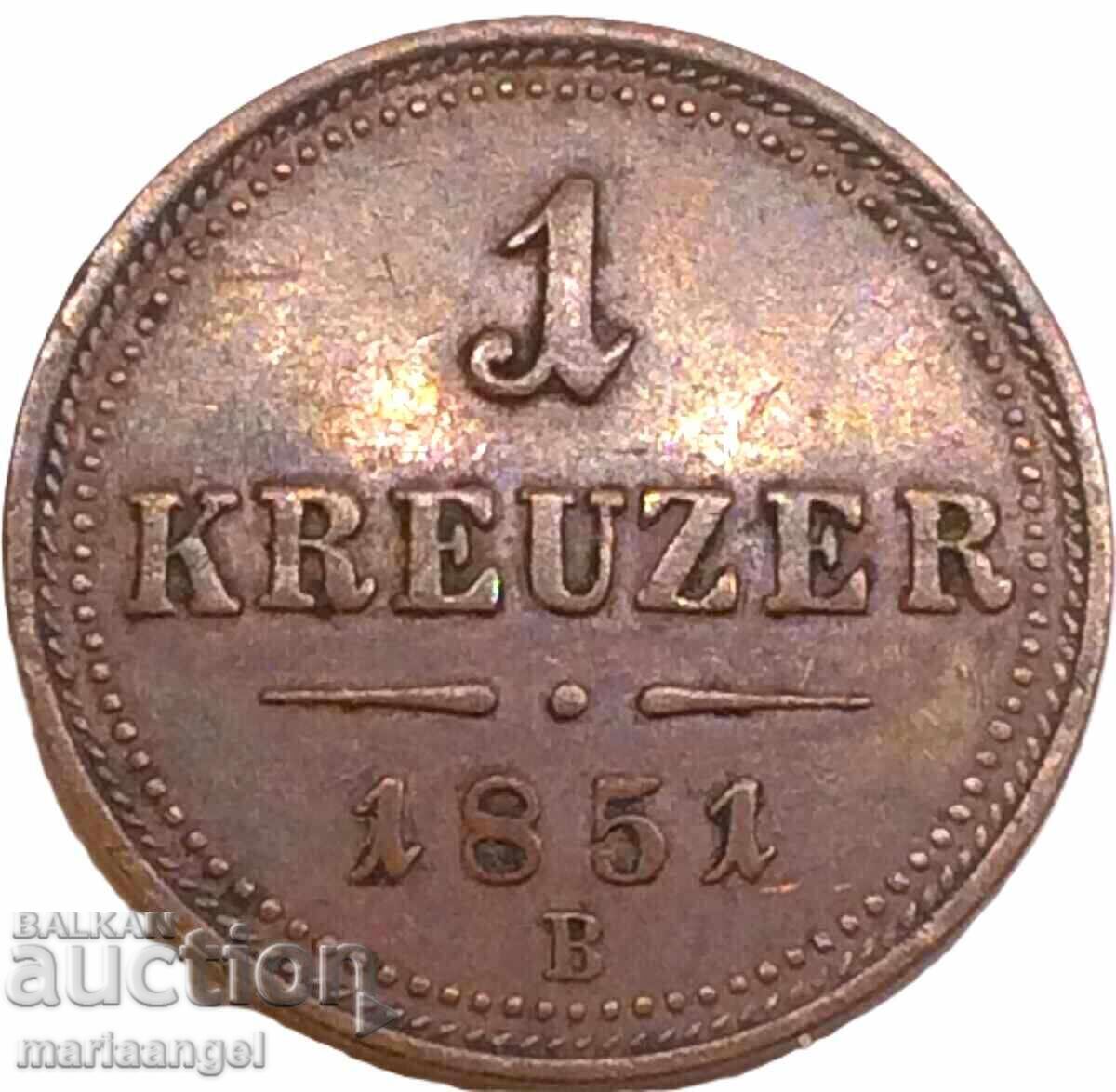 1 кройцер 1851 Австрия В - Кремнитц - 7