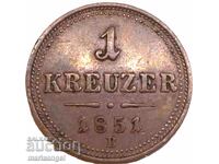 1 Kreuzer 1851 Αυστρία B - Kremnitz
