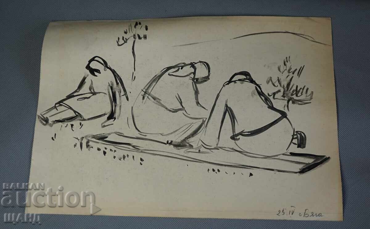 1959 Desen vechi de maestru tablou femei cu sape