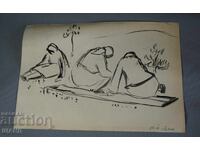 1959 Desen vechi de maestru tablou femei cu sape