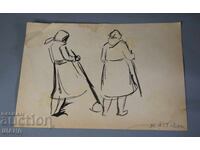 1959 Desen vechi de maestru tablou femei cu sape