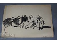 1959 Desen vechi de maestru tablou femei cu sape