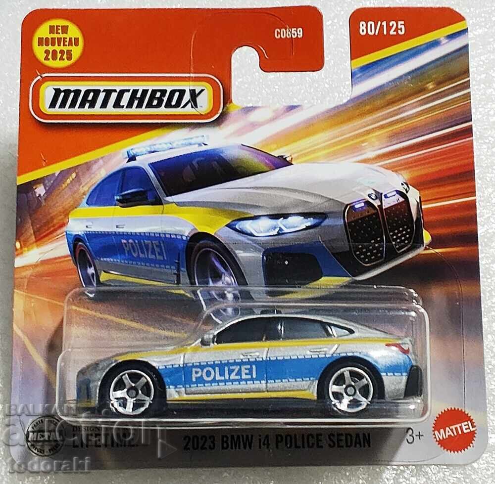 Matchbox 2023 BMW i4 Poliție Sedan BMV Politsiya Machboks 1:64