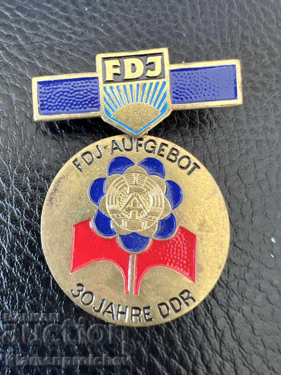 RARE BADGE MEDAL 30 YEARS GDR