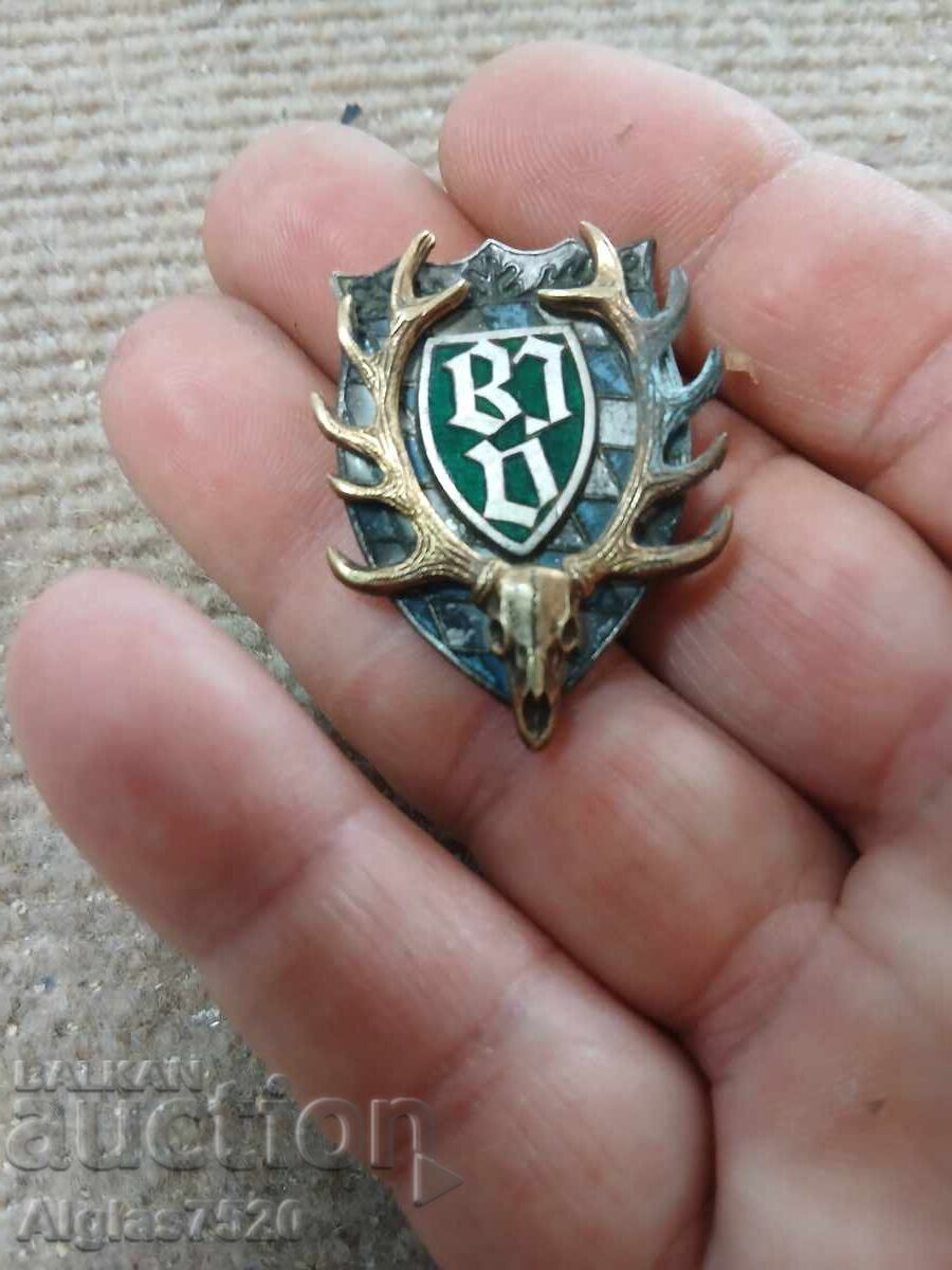 Insignă argintată cu aurire a „Asociației Bavareze de Vânătoare”