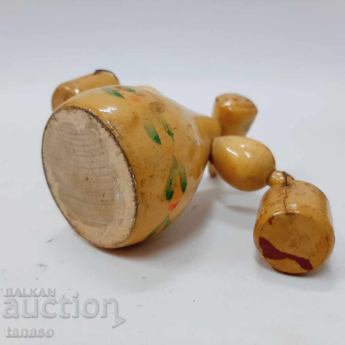 Figurină antică din lemn, fată/femeie rusească cu găleți (5.4) - 7