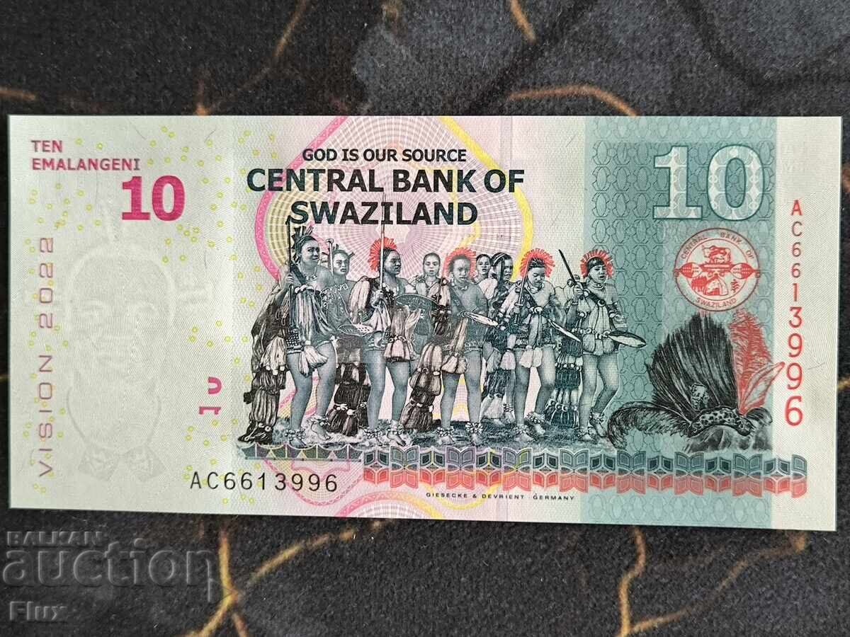 Bancnota - Swaziland - 10 Email UNC | 2022 cu preț € 4.00 | 7.82 BGN
