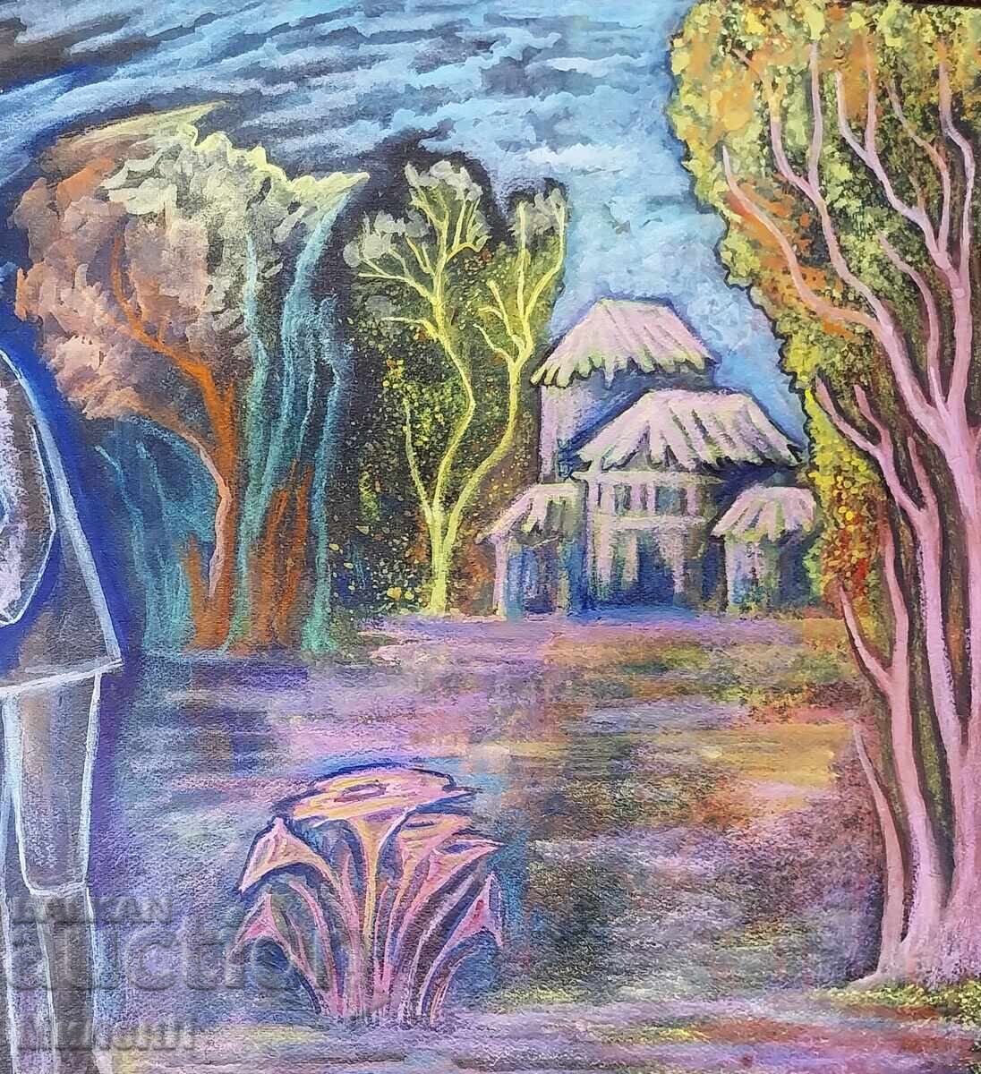 Livrarea Desen în acuarelă Noapte tropicală