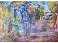 Desen în acuarelă Noapte tropicală