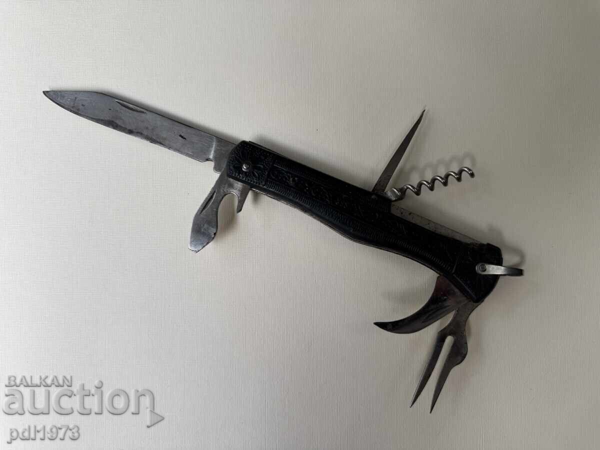 Folding Russian knife corkscrew fork