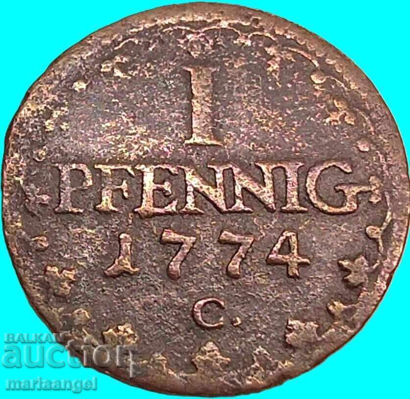 1 пфениг 1774 Германия Саксонска Албертинска линия - 5
