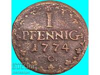 1 Pfennig 1774 Germania Linia saxonă Albertine