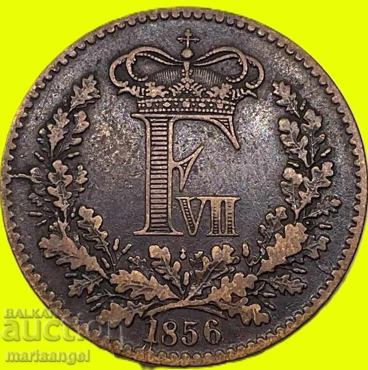 Δανία 1 Σκίλλινγκ 1856 Άλτονα χαλκός - 7
