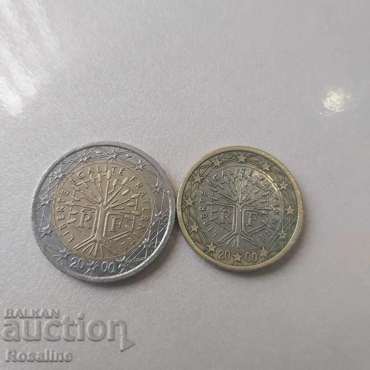 1 i  2 evro moneta  "Dyrvoto na zhivota " 2000g