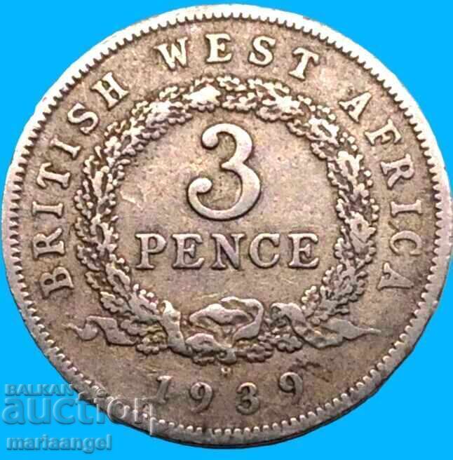 Licitație 3 pence 1939 Marea Britanie George V - neobișnuit
