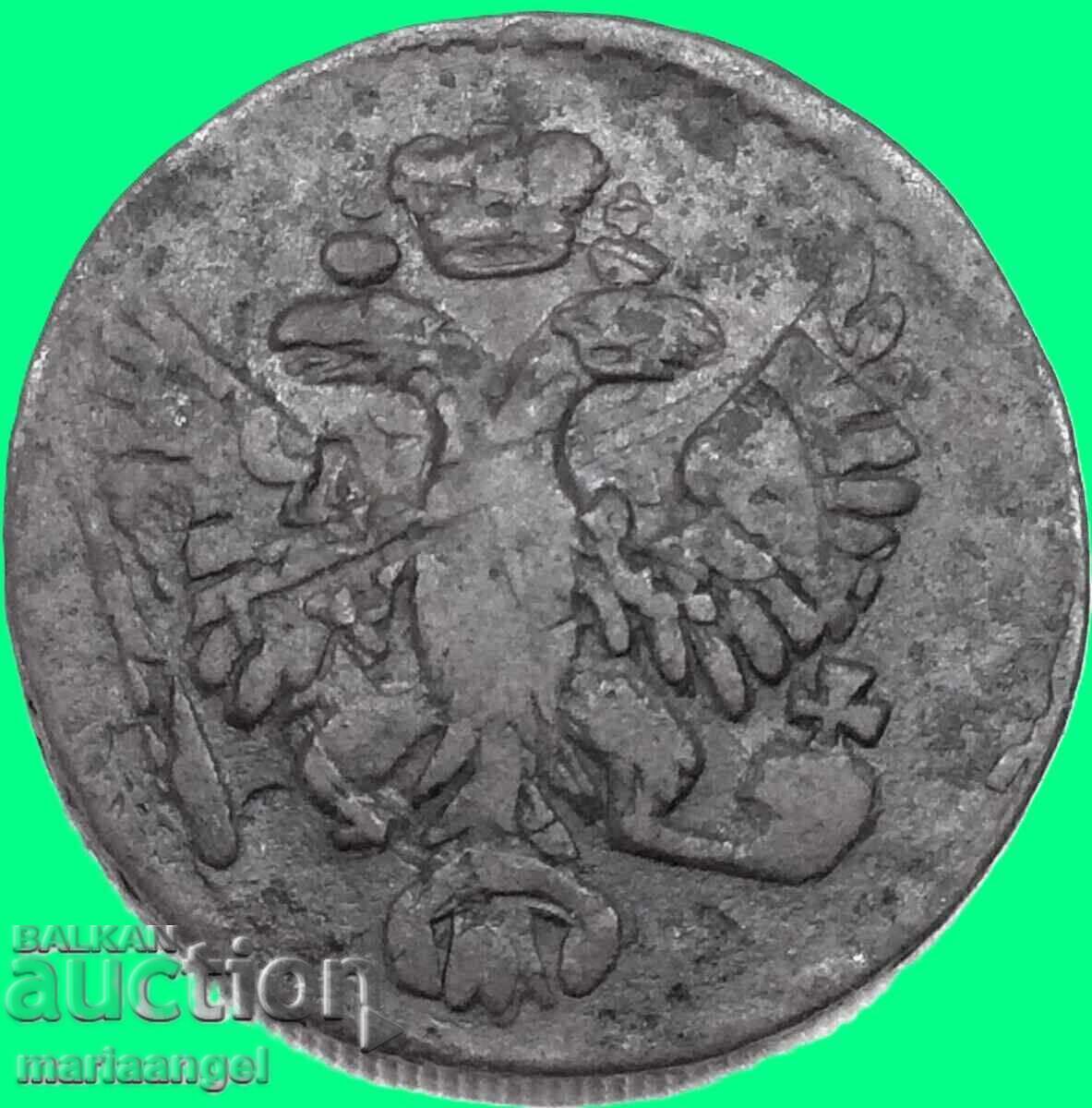 Денга 1753 Русия Елизавета Петровна Препечатка 8,09г медна - 6