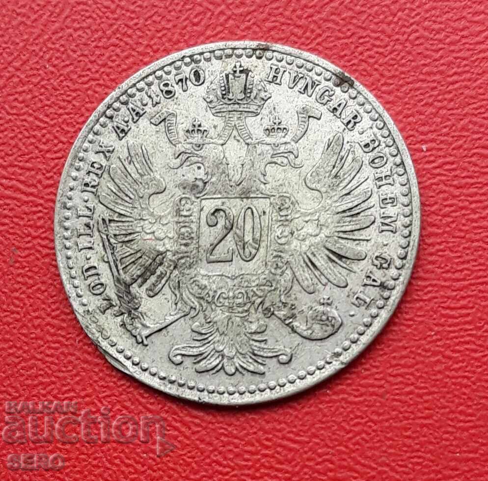 Austria-Hungary-20 Kreuzer 1870