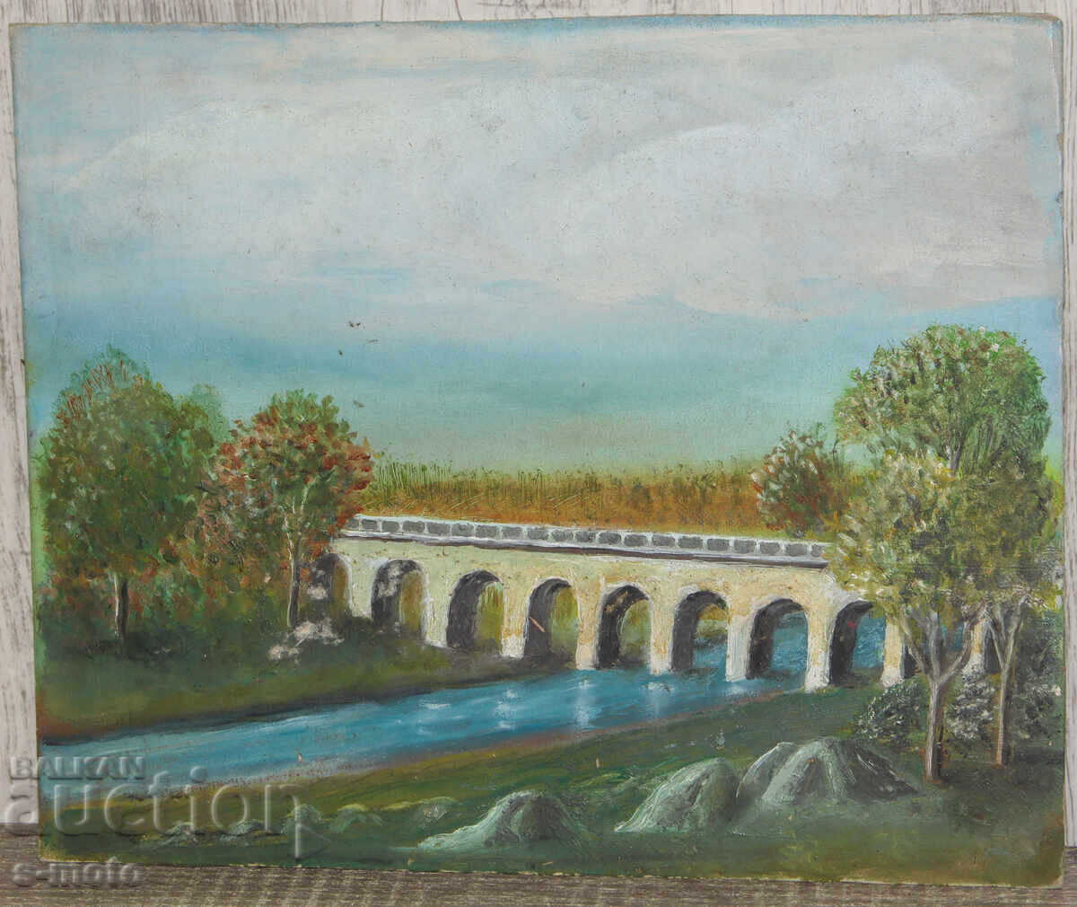 Tablou vechi pictură în ulei peisaj cu preț € 140.00 | 273.82 BGN