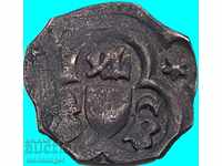 1 пфениг с 2 звезди Австрия Вена Албрехт V монета с 1страна