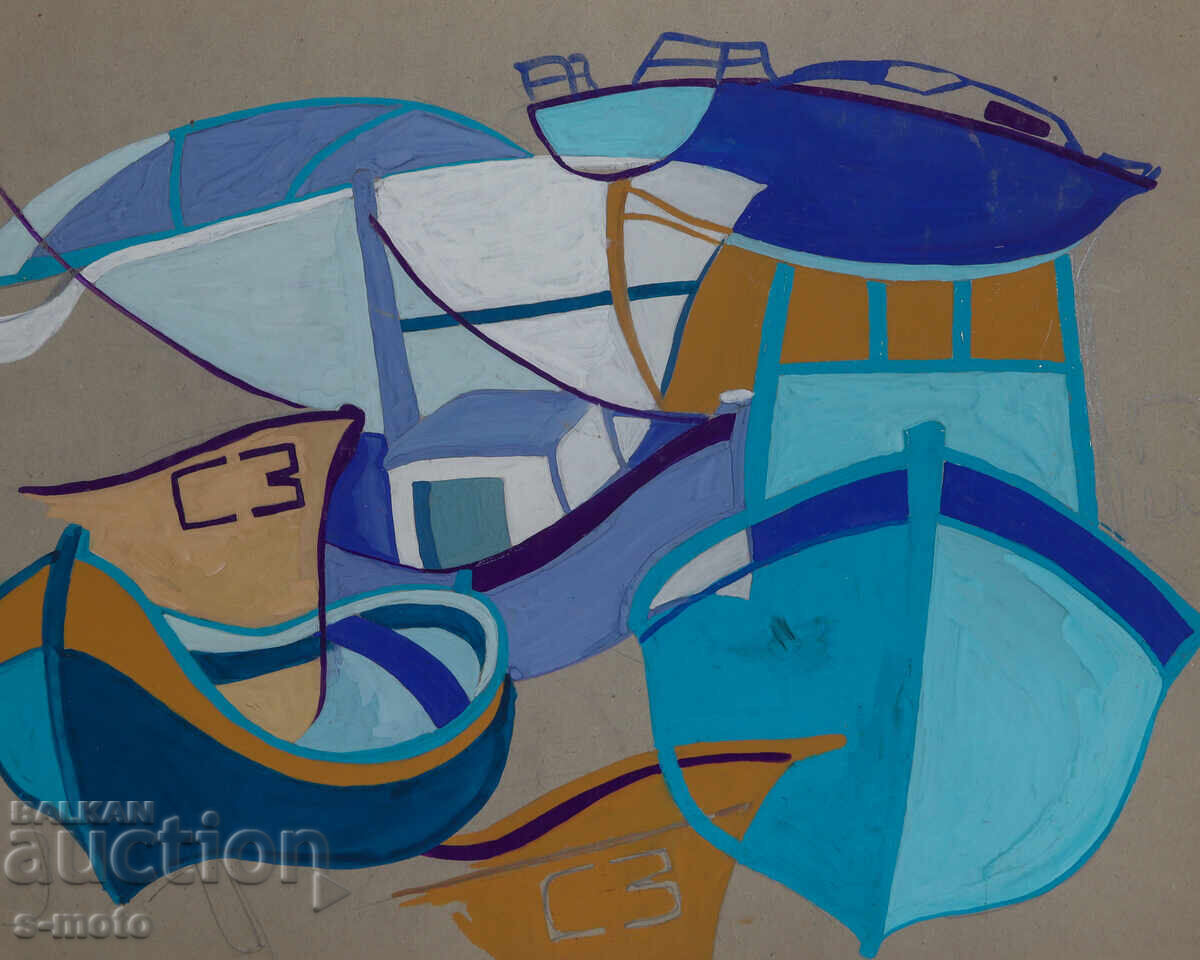 Πίνακας τέμπερα τοπίο ψαροκάικα - 5