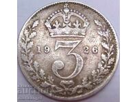 3 Pence 1926 Marea Britanie argint Patină