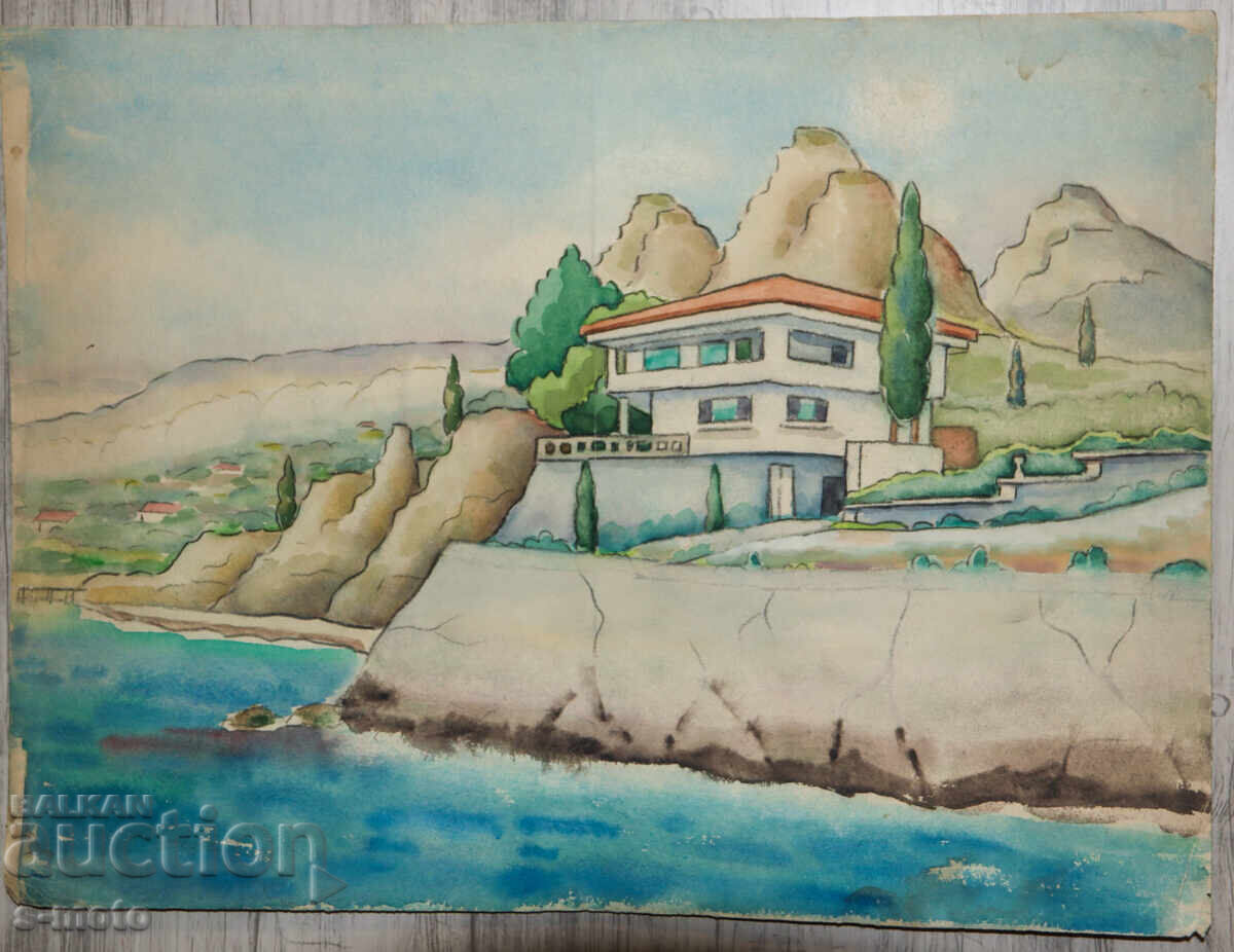 Παλιά ζωγραφική θαλασσογραφία ακουαρέλα με τιμή € 120.00 | 234.70 BGN