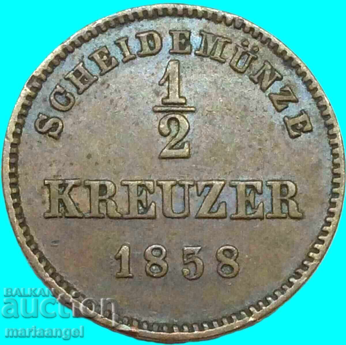 1/2 Kreuzer 1858 Württemberg Germania - 6