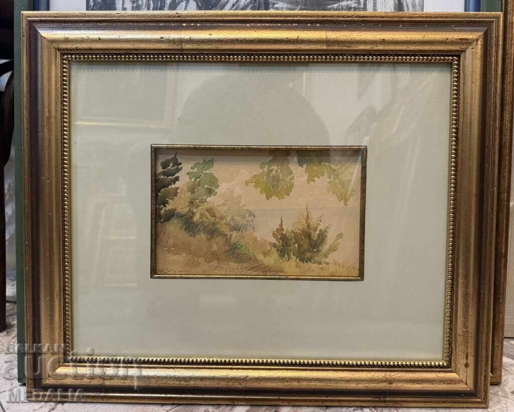 Константин Щъркелов-“Край морето”-акварел-подписан-рамкиран