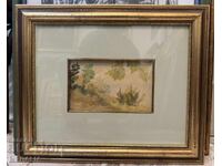 Константин Щъркелов-“Край морето”-акварел-подписан-рамкиран