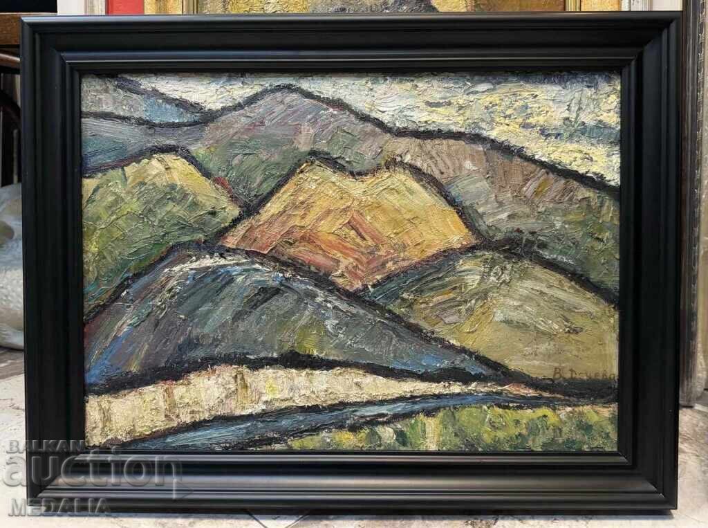 Vania Decheva - "Peisaj montan" - ulei pe pânză - semnat - înrămat